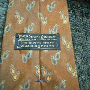 Yves Saint Laurent Brown Tie with Blue and Orange Accents